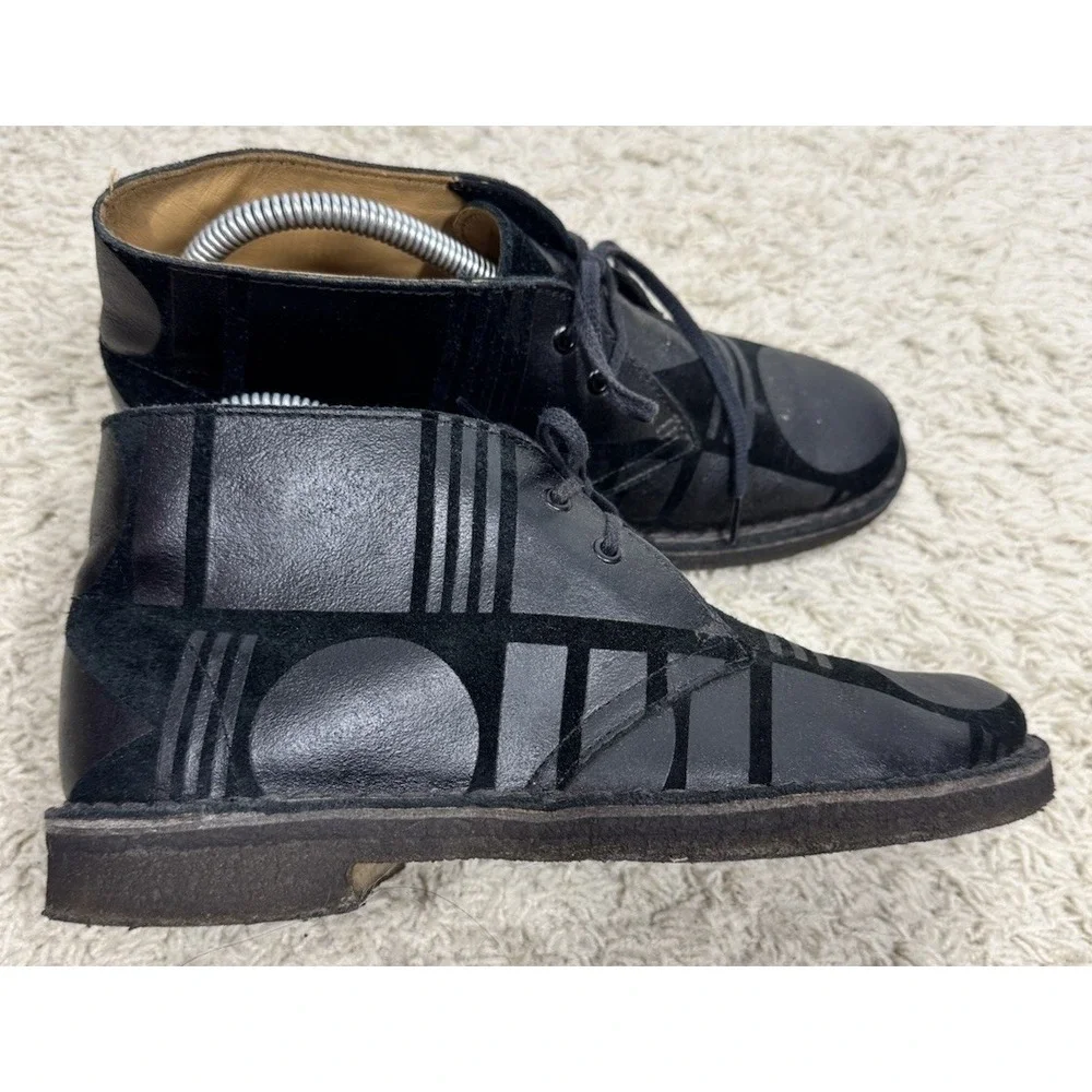 Clarks Originals x Patternity Black Leather Lace Up Ankle Boots Women's 7.5 Boho